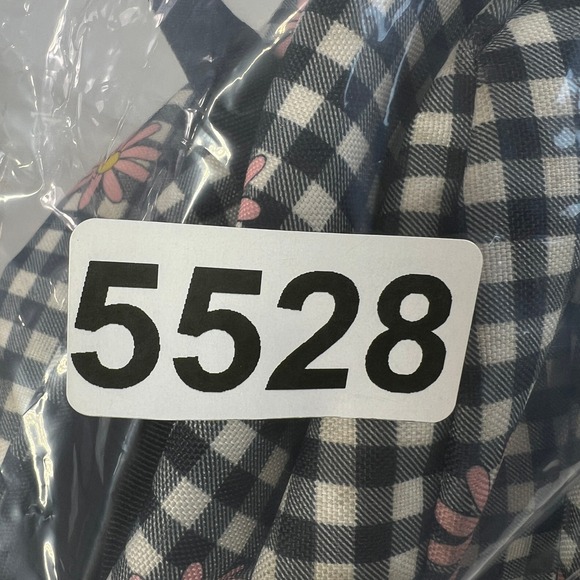 JanSport SuperBreak Gingham Daisy Floral Backpack Black White School‎ Bag Travel - Picture 9 of 9